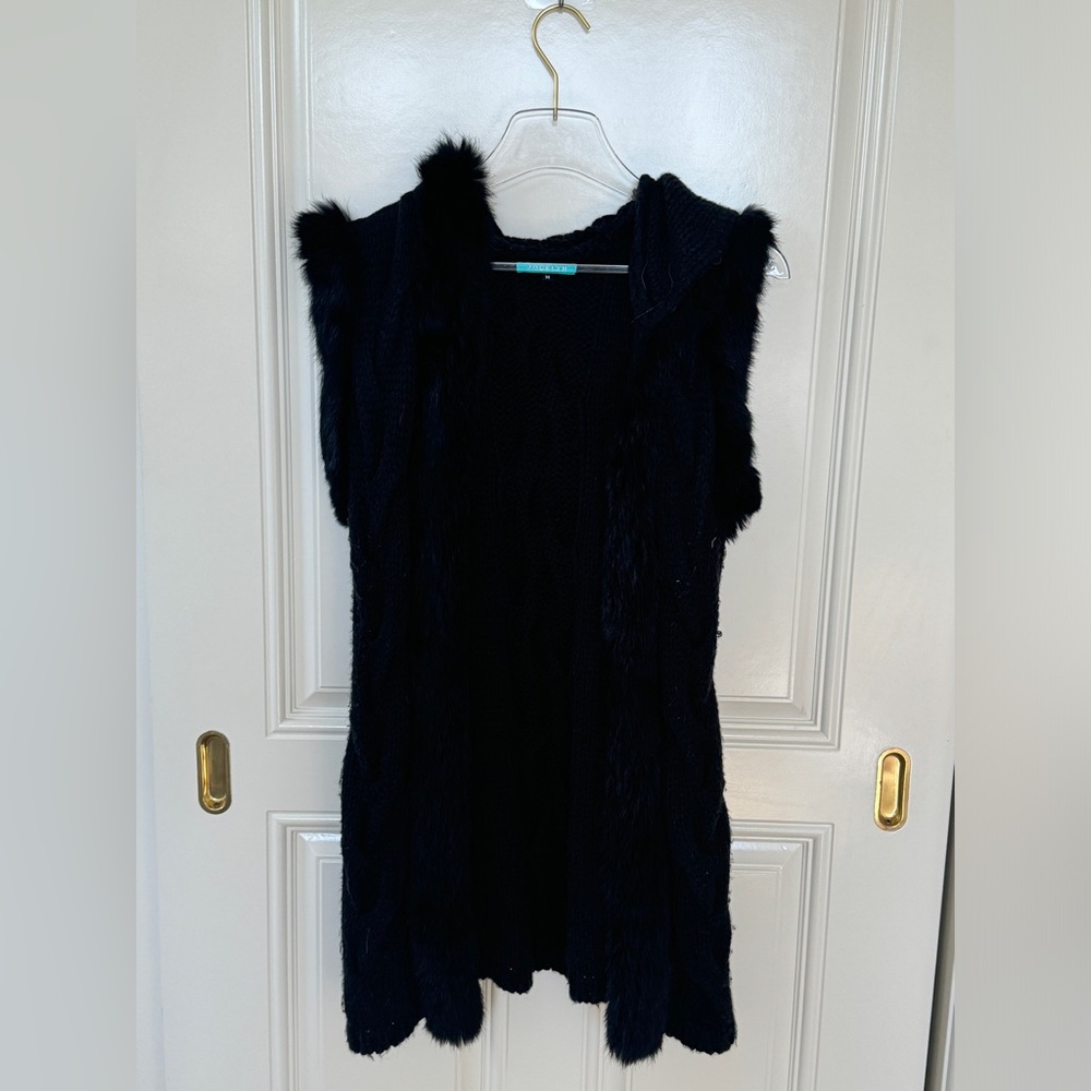 Jocelyn Cable Knit Fur Vest - Size M